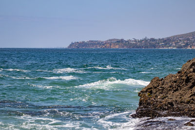 Scenic view of sea against clear sky