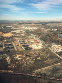 High angle view of townscape against sky