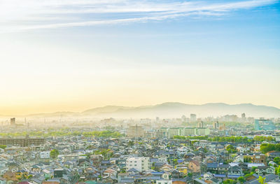 High angle view of townscape against sky