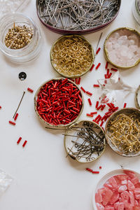 High angle view of food on table