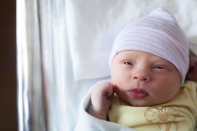 Portrait of cute newborn baby girl