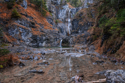 Stream flowing through rocks in forest