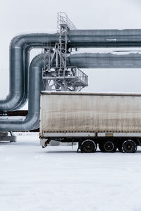 View of semi truck on snow covered land