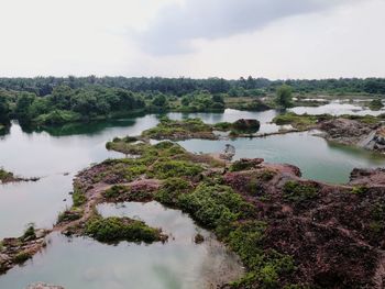 Scenic view of lake against sky