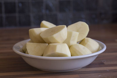 Close-up of dessert in bowl on table