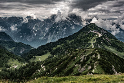 Scenic view of mountains against sky