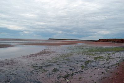 Scenic view of sea against cloudy sky