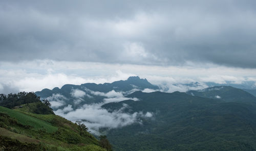 Scenic view of mountains against sky