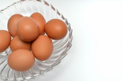 High angle view of eggs in container