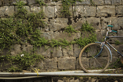 Bicycle against wall