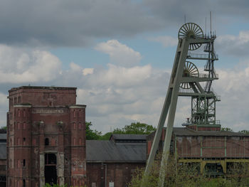 Low angle view of old building against sky