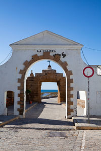 Low angle view of historical building against clear sky