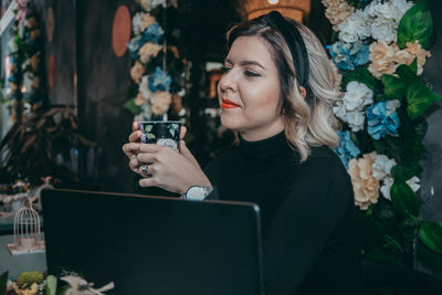 Woman looking at camera
