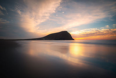 Scenic view of sea against sky at sunset