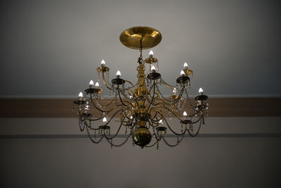 Low angle view of illuminated light bulb