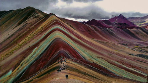 Panoramic view of mountain range against sky