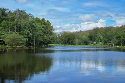 Scenic view of lake against sky