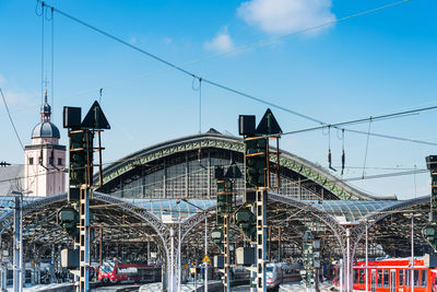 Cologne central station against sky in city