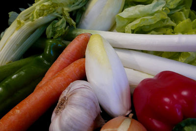 Close-up of vegetables against black background
