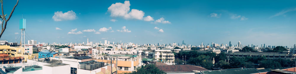 Panoramic view of buildings against sky