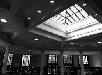 Low angle view of illuminated ceiling