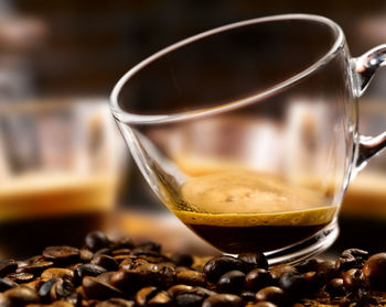 Close-up of coffee cup on table