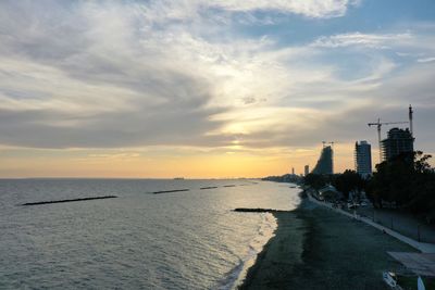 View of sea against sky during sunset