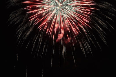 Low angle view of firework display at night