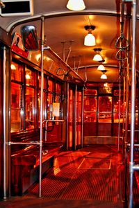 Interior of illuminated restaurant