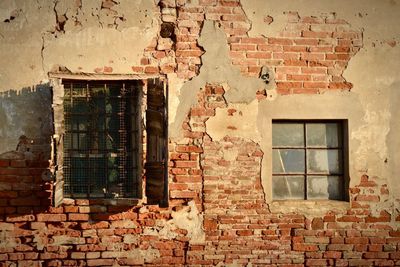 Brick wall of old building