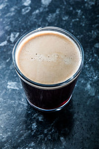 High angle view of coffee on table