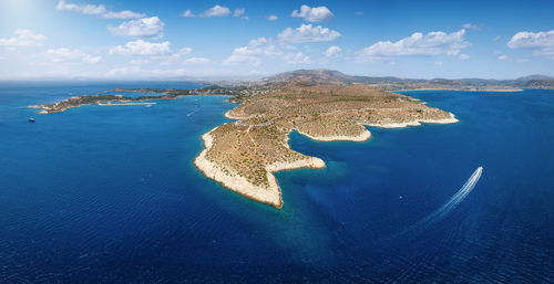 High angle view of sea against sky