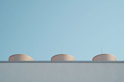 Low angle view of traditional building against clear blue sky