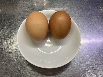 High angle view of breakfast on table