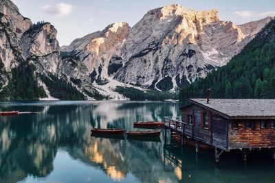Scenic view of lake and mountains