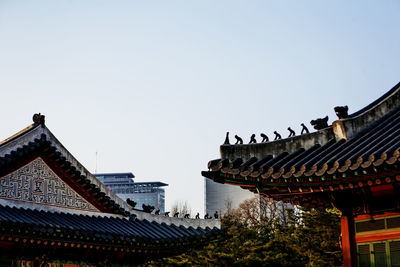 Low angle view of building against clear sky