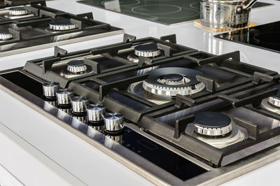 Close-up of cooktop in kitchen