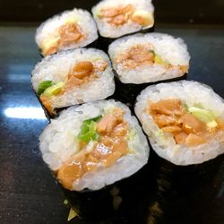 Close-up of sushi on plate