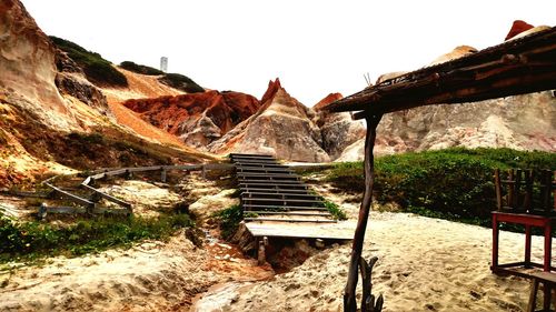 Scenic view of mountains against clear sky