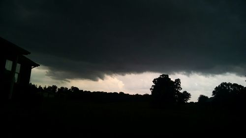 Silhouette of trees against cloudy sky