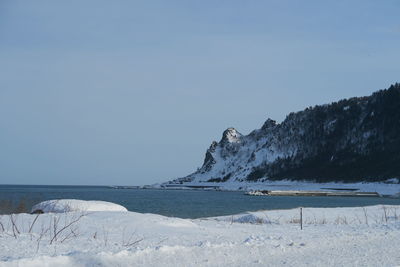 Scenic view of sea against clear sky