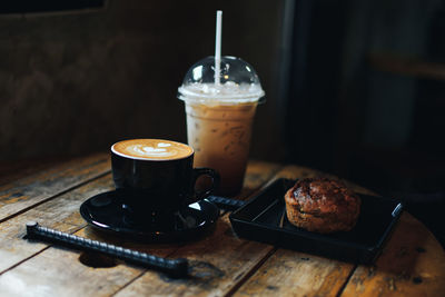 Coffee cup on table