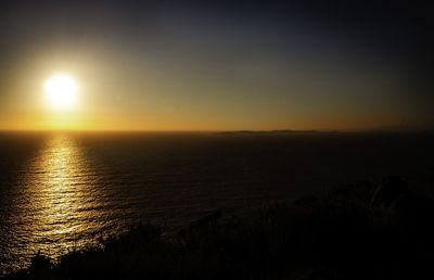 Scenic view of sea against sky at sunset