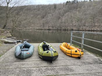 High angle view of boat in lake