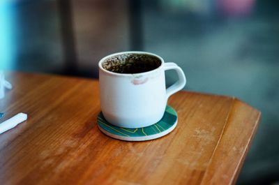 Close-up of coffee on table