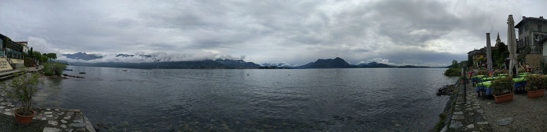Scenic view of sea against cloudy sky