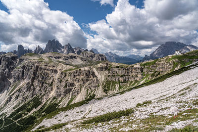 Panoramic view of landscape and mountains against sky