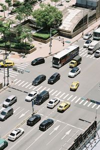 High angle view of traffic on road