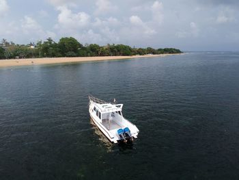 High angle view of sea against sky