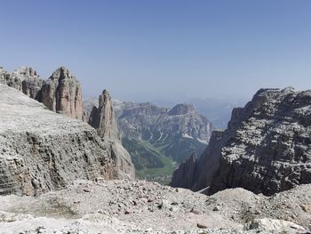 Scenic view of mountains against clear sky